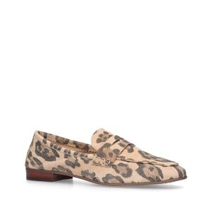 Vince Camuto Womens Macinda Flats Penny Loafers Brown Leopard Suede